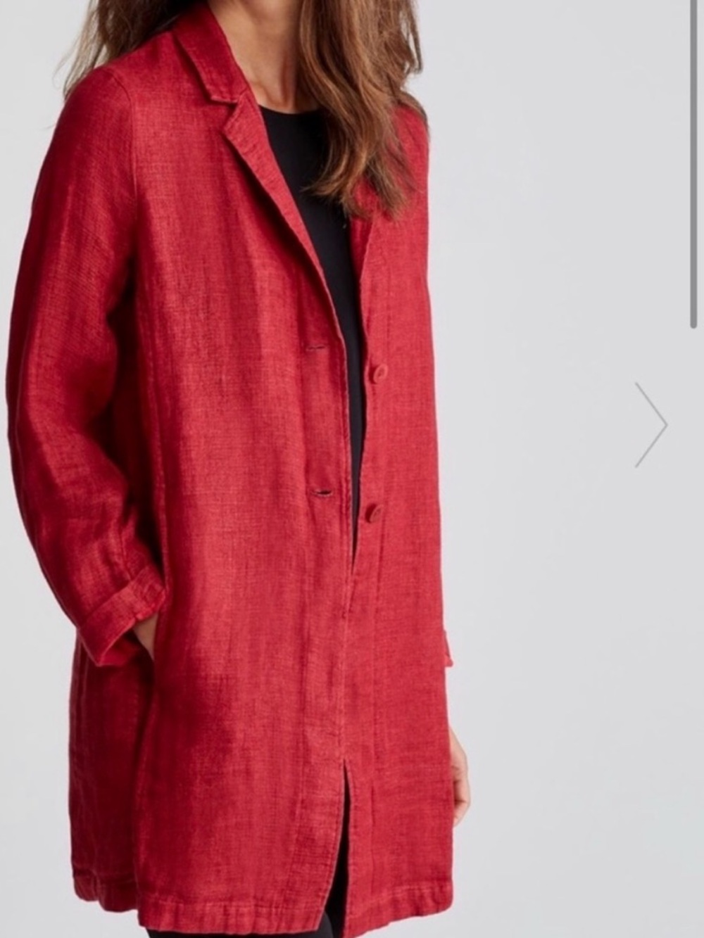 Eileen Fisher Longline double weave Linen Coat